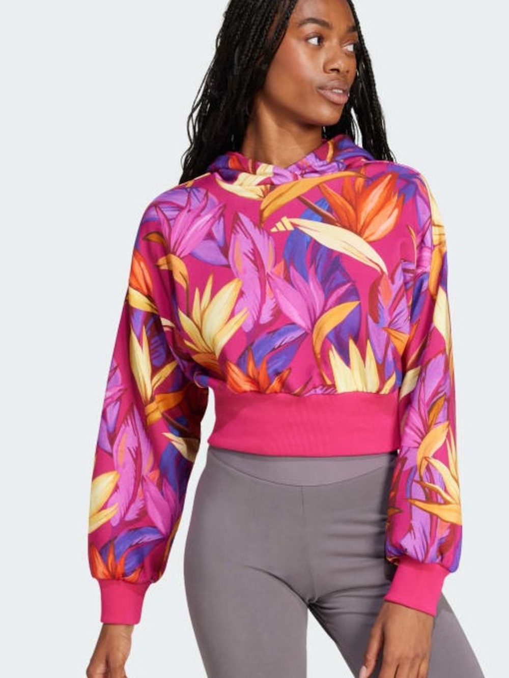 Adidas-Farm Rio Birds Of Paradise Cropped Hoodie